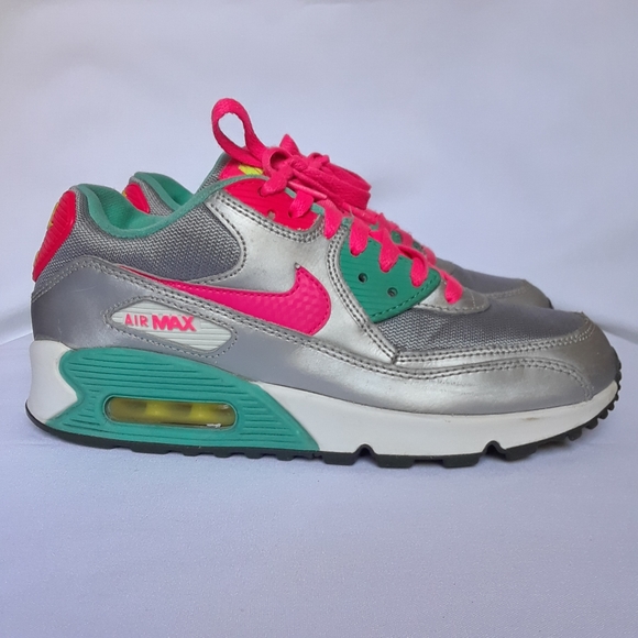 Nike Other - Nike Air Max 90'Grey Jade Pink 345017-065 Magnet Volt/HyperJade/Hyper Pink Youth